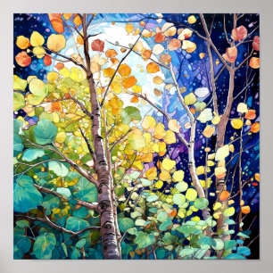 Nachtboslandschap Home Decor Poster