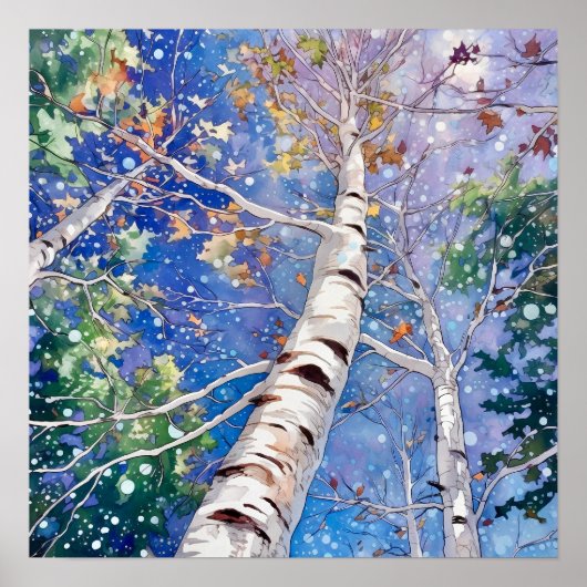 Nachtboslandschap Home Decor Poster (Voorkant)