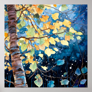 Nachtboslandschap Home Decor Poster