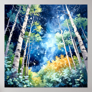 Nachtboslandschap Home Decor Poster