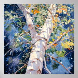 Nachtboslandschap Home Decor Poster