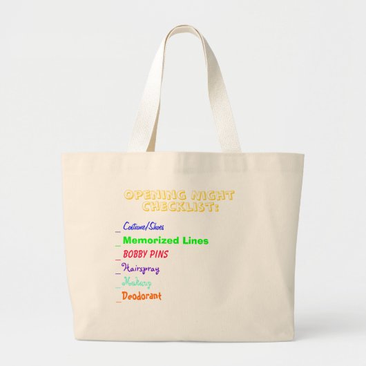 Nachtchecklist openen grote tote bag (Voorkant)
