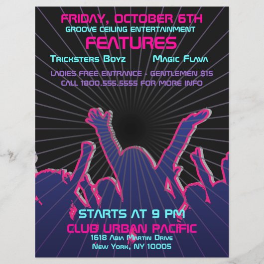 Nachtdiscodans Rave Template Flyer (Voorkant)