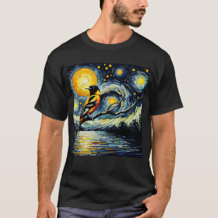 Nachtegaal Van Gogh Vogel Liefhebber Sterrennacht T-shirt
