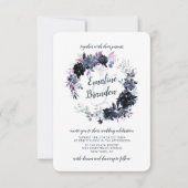 Nachtelijk Bloemen Stoffig Blauw Krans Bruiloft Kaart (Voorkant)