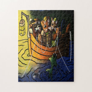 Nachtelijk Geviste katten Legpuzzel