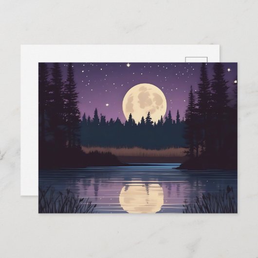nachtelijk maanverlichte poel briefkaart (Voorkant / Achterkant)