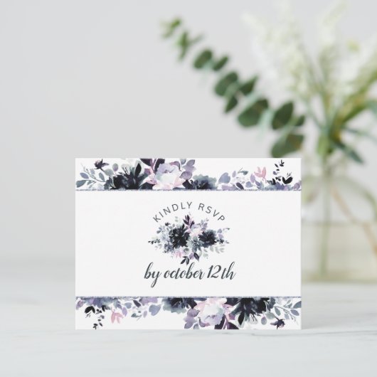 Nachtelijk stoffig blauw bruiloft maaltijd keuze R Briefkaart (Staand voorkant)