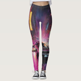Nachtelijk straatracen in Vibrant City Leggings