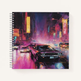 Nachtelijk straatracen in Vibrant City Notitieboek
