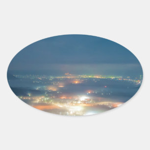 Nachtelijk Uitzicht Aso Night Zee Clouds Japan Kum Ovale Sticker
