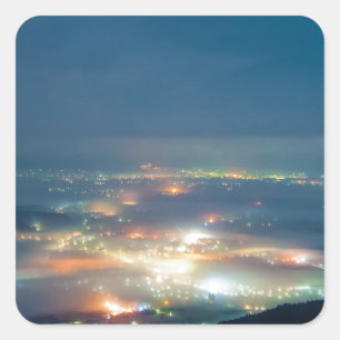 Nachtelijk Uitzicht Aso Night Zee Clouds Japan Kum Vierkante Sticker
