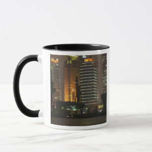 Nachtelijk uitzicht van de hoogtepunten in Pudong Mok