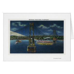 Nachtelijk Uitzicht van de Midden-Hudson-verkeersb