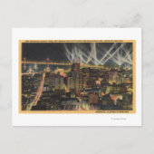 Nachtelijk Uitzicht van de stad, Brug, Zoeklichten Briefkaart (Voorkant)