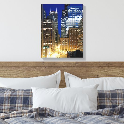Nachtelijk uitzicht van de stad Chicago Canvas Afdruk (Insitu (Slaapkamer))