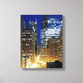 Nachtelijk uitzicht van de stad Chicago Canvas Afdruk
