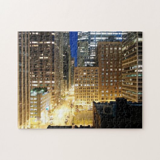 Nachtelijk uitzicht van de stad Chicago Legpuzzel (Horizontaal)