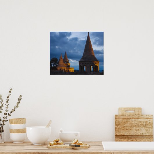 Nachtelijk uitzicht van het bekken van de vissers, poster (Keuken)