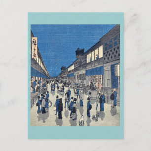 Nachtelijk uitzicht van Saruwaka machi door Ando,  Briefkaart