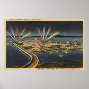 Nachtelijk Uitzicht van Treasure Island, Internati Poster