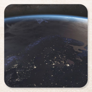 Nachtelijk ver Noord-Europa Vierkante Kartonnen Onderzetter