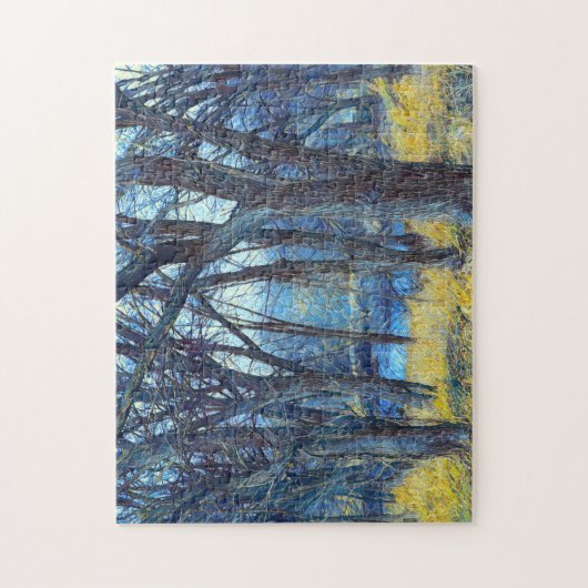 Nachtelijke Blauwe Boom Kunst Puzzle Legpuzzel (Verticaal)