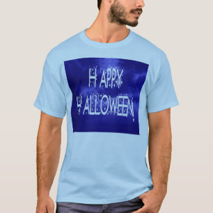 Nachtelijke blauwe Happy Halloween-tekst Mannen T- T-shirt