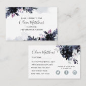 Nachtelijke Bloemen Waterverf Navy Blauw Donkergri Visitekaartje (Voorkant / Achterkant)