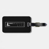 Nachtelijke drone uitzicht van Paphos Seafront Bagagelabel (Achterkant horizontaal)