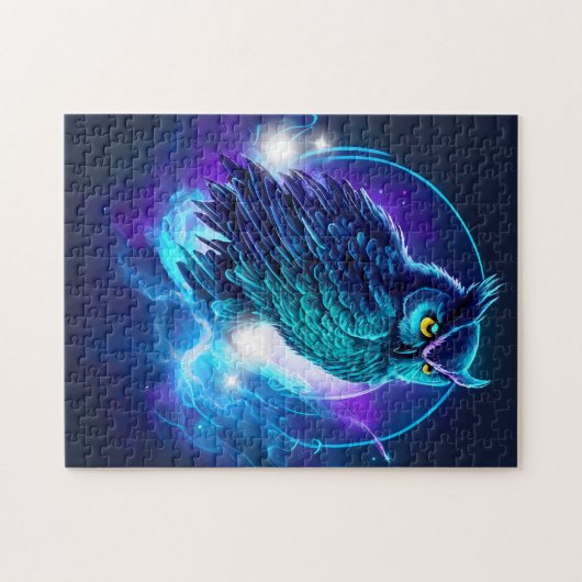 Nachtelijke Enigma Glow van Mysterieuze Uil Legpuzzel (Horizontaal)