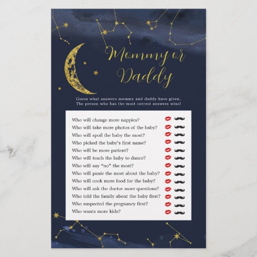 Nachtelijke hemel boven de maan mama of papa spell (Voorkant)