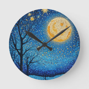 Nachtelijke hemel en volle maan ronde klok