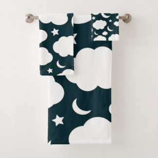 Nachtelijke hemel met maan, sterren en wolken bad handdoek