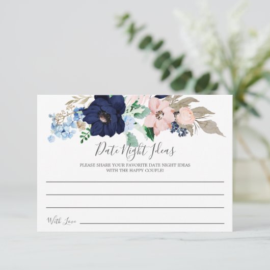 Nachtelijke ideeën voor marine- en Blush-datumkaar Kaart (Staand voorkant)