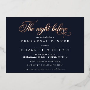 Nachtelijke kalligrafie voor het repetitief diner folie uitnodiging
