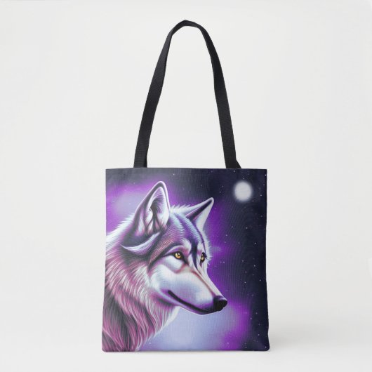 Nachtelijke Mystical Wolf Canvas tas (Voorkant)