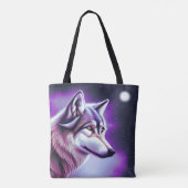 Nachtelijke Mystical Wolf Canvas tas (Achterkant)