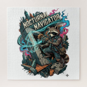 Nachtelijke Navigator Wasbeer Lange Mouwen Legpuzzel