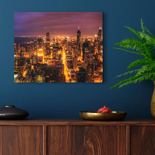 Nachtelijke omgeving van Chicago Canvas Afdruk