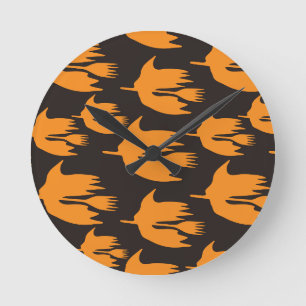 Nachtelijke rand kamer - naadloos halloween patroo ronde klok