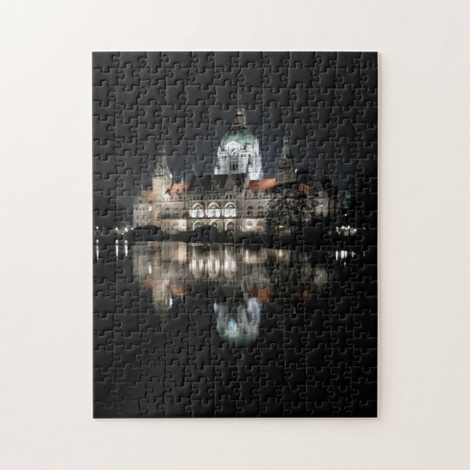 Nachtelijke Reflecties in Hannover, Duitsland Puzz Legpuzzel (Verticaal)