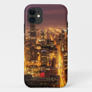 Nachtelijke stad Chicago iPhone 11 Hoesje