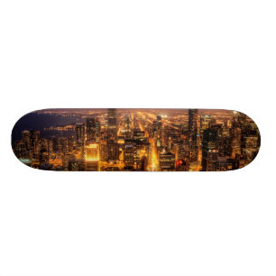 Nachtelijke stad Chicago Skateboard