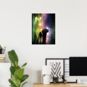 NACHTELIJKE STAD REGEN PRINT (Thuiskantoor)