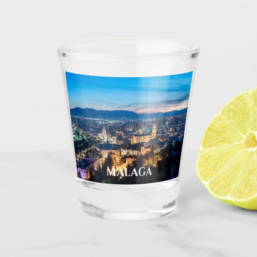 Nachtelijke uitzicht van de kathedraal van Malaga  Shot Glas (Voorkant)