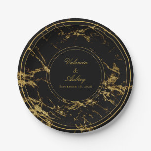 Nachten in Graniet & Goud Bruiloft 7 Inch Luncheon Papieren Bordje