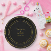 Nachten in graniet & gouden bruiloft 9 inch diner papieren bordje (Feest)