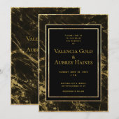 Nachten in Granite & Gold Wedding Invitation Suite Kaart (Voorkant / Achterkant)