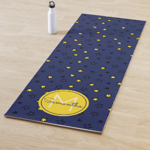 Nachthemel Cute Stars op Navy Blue Patroon Monogra Yogamat